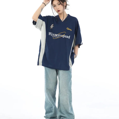 Oversized Varsity Sport Jersey Top