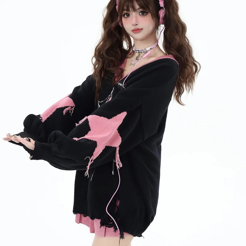 Pink Gothic Web Sweater