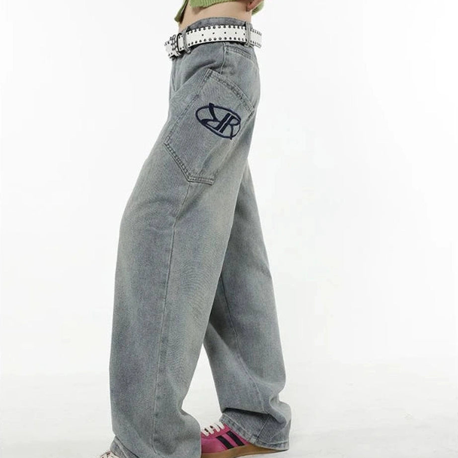 Y2K Loose Fit Logo Jeans