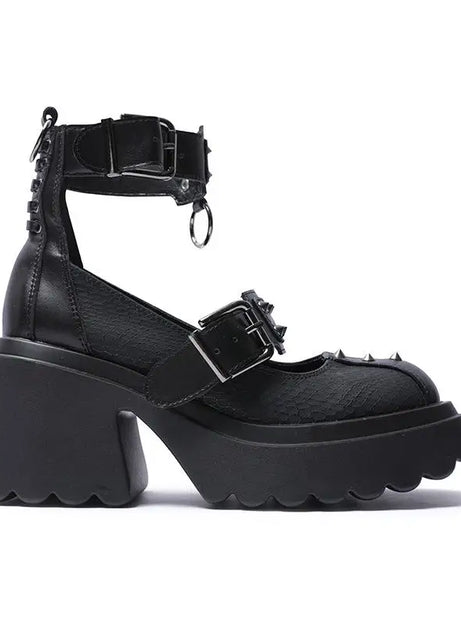 Spiked Ankle Strap Platform Heels Shoes