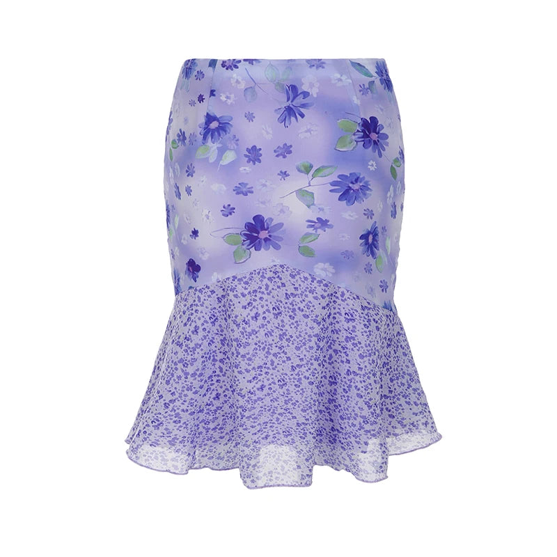 Lavender Bloom Flare Midi Skirt