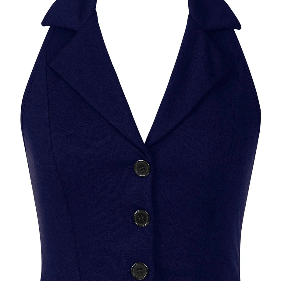 Y2k Women's Vests Halter Neck V-Neck Office Ladies Crop Tops Formal Elegant OL Waistcoat Suits Vest Business Work Wear Mujer
