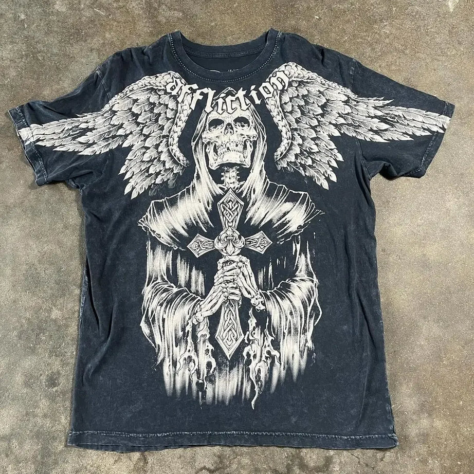 Winged Cross Grunge T-Shirt