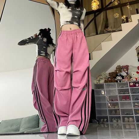 Pink Streetwear Wide-Leg Pants