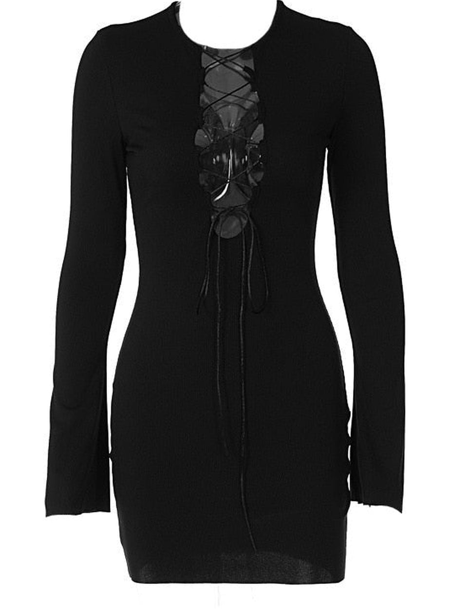 Y2k Baddie Bandage Black Mini Dress