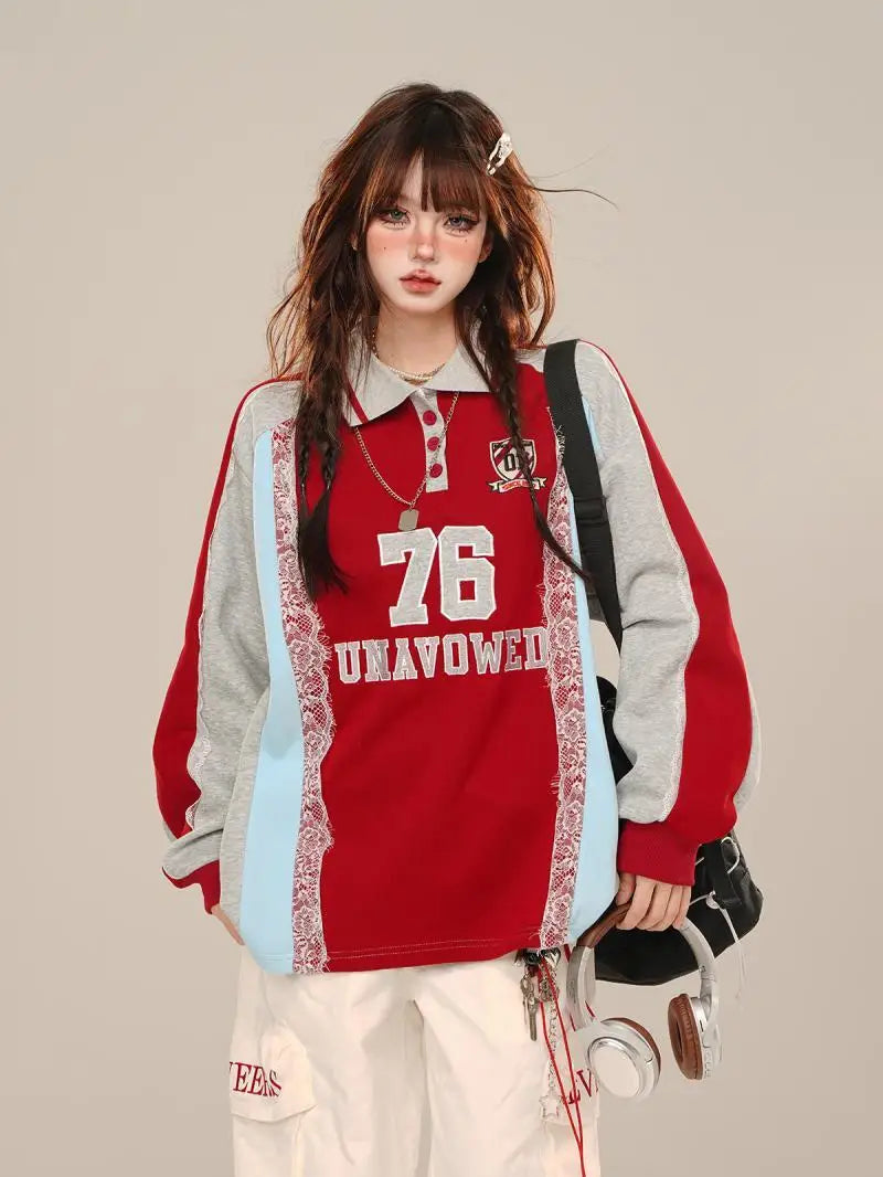 Varsity Lace Retro Sweatshirt