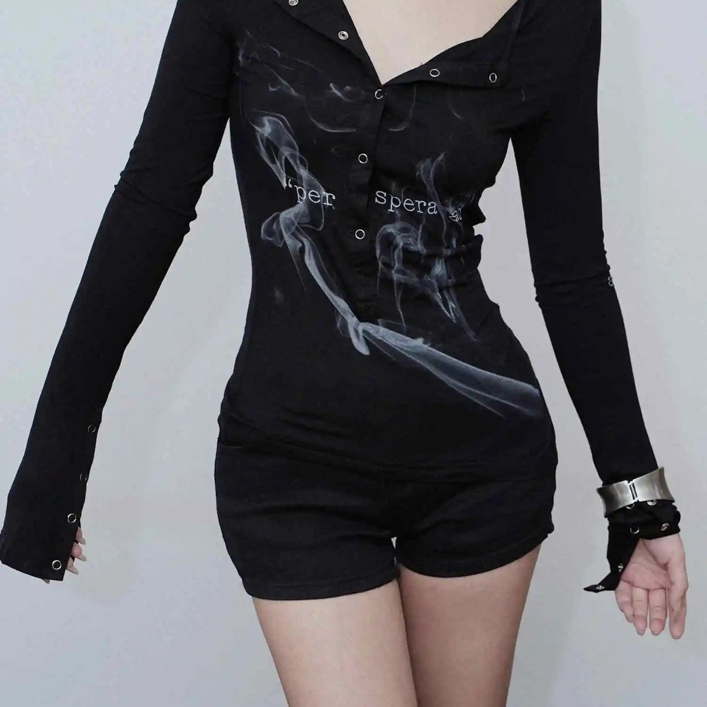 Smoke Print Goth Top