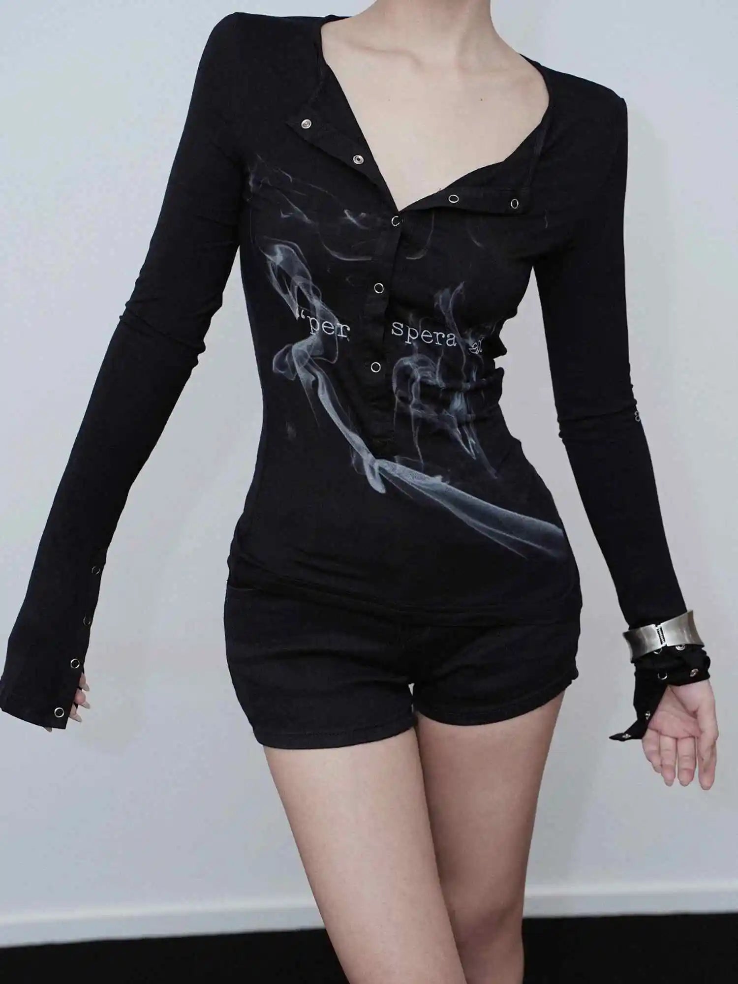 Smoke Print Goth Top