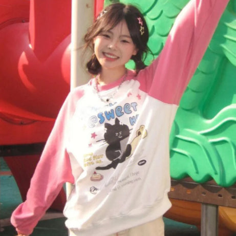 Cozy Gamer Cat Raglan Sweatshirt