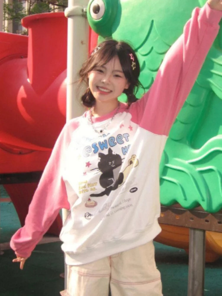 Cozy Gamer Cat Raglan Sweatshirt