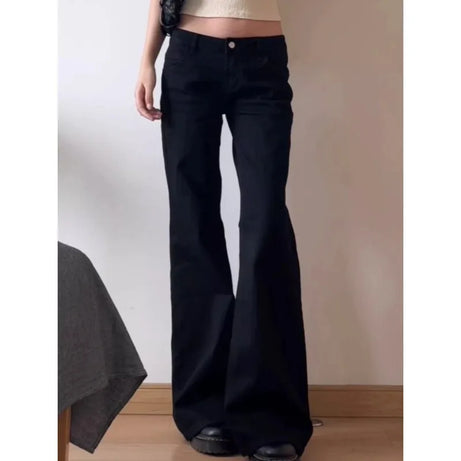Black Wide-Leg Flare Jeans