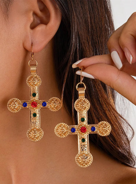 Golden Saint Cross Layered Necklace