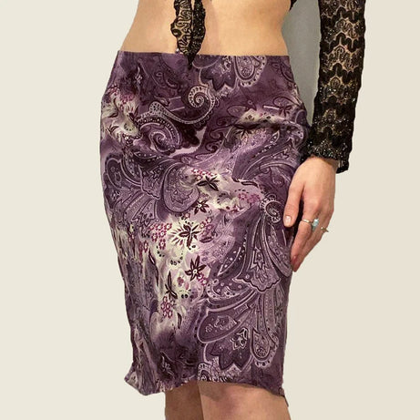 Grunge Purple Swirl Patterned Skirt