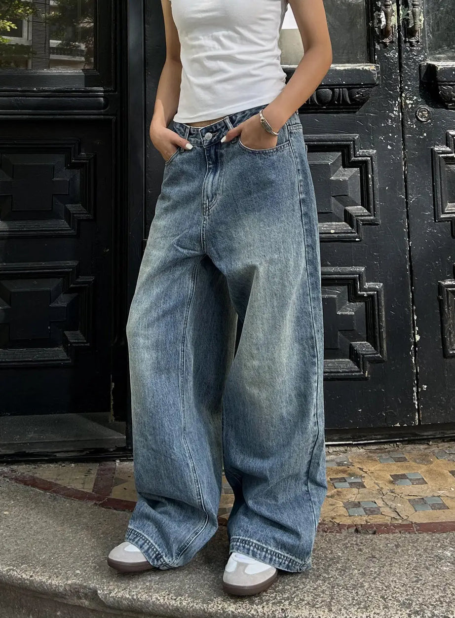 Tvättade stora baggy jeans