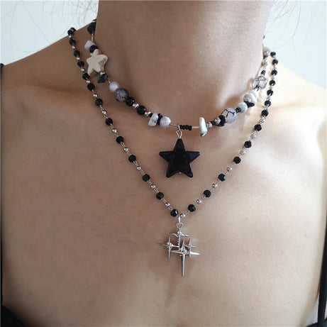 Cosmic Noir Layered Necklace Set
