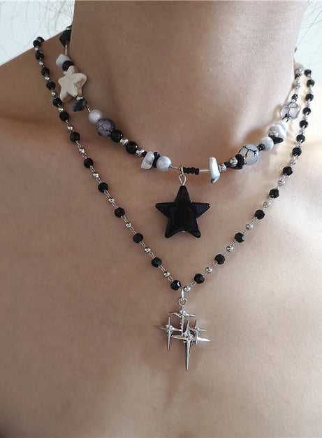 Cosmic Noir Layered Necklace Set