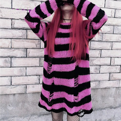 Grunge Candy Striped Sweater