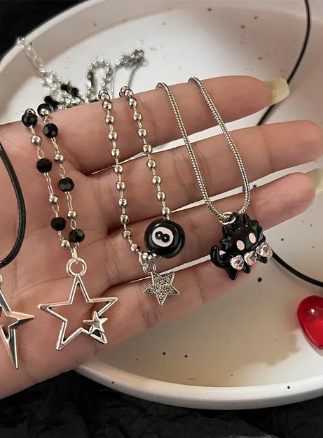 Dark Charm Layered Necklace Set