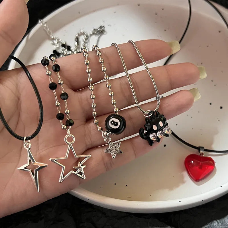Dark Charm Layered Necklace Set