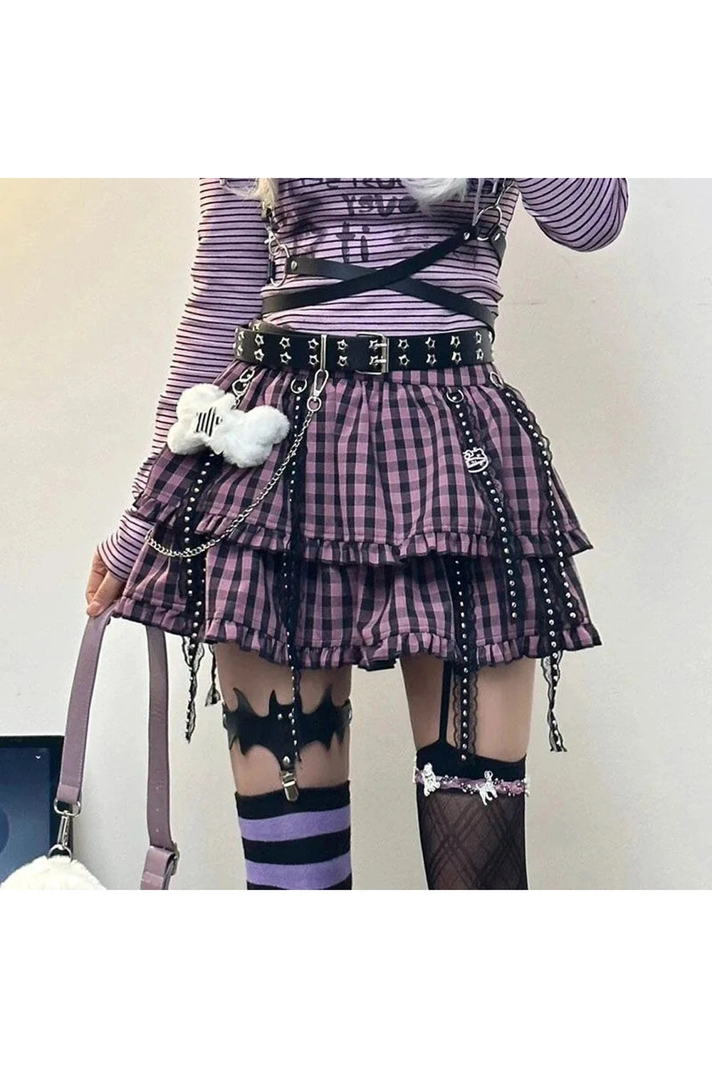 Y2k Plaid Punk Chain Skirt