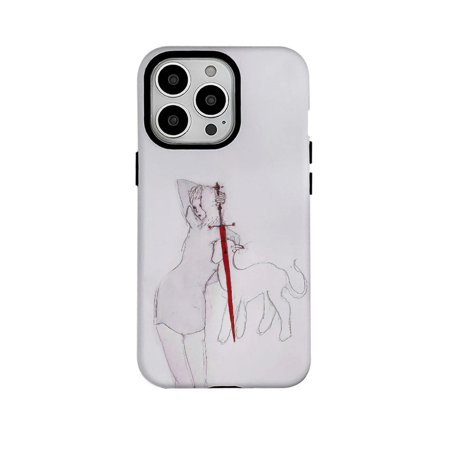 Girl and Beast with Red Sword iPhone Case