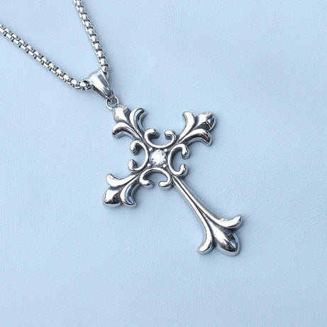 Silver Baroque Cross Necklace