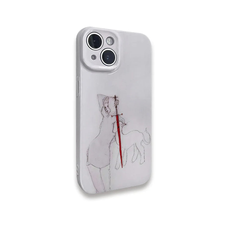 Girl and Beast with Red Sword iPhone Case