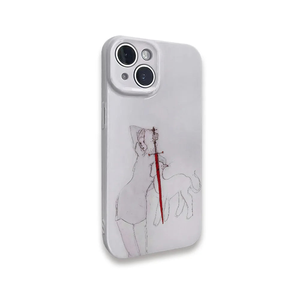 Girl and Beast with Red Sword iPhone Case