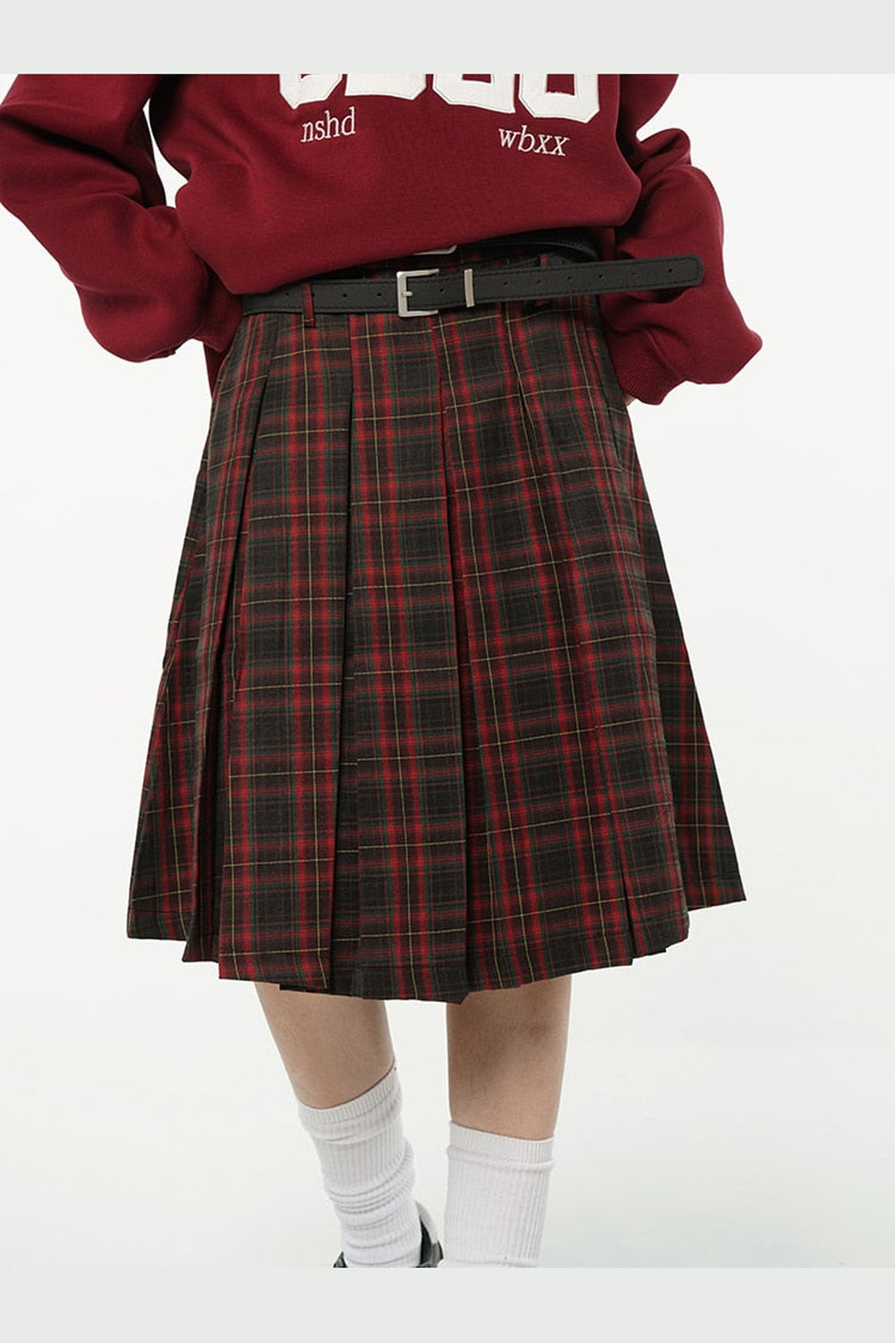 Y2k Red Plaid A-Line Skirt