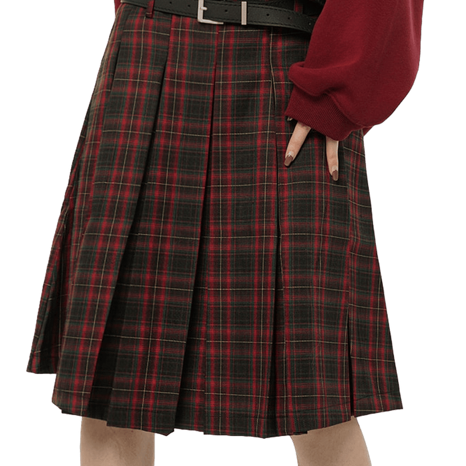 Y2k Red Plaid A-Line Skirt