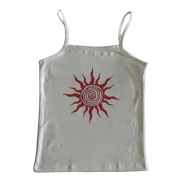 Goth Y2k Dark Sun Spiral Cami Blouse