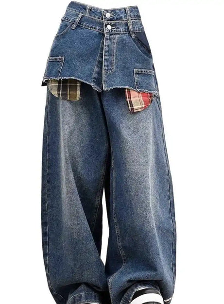 Plaid Clash Statement Jeans