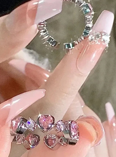 Pink Love Crystal Rings