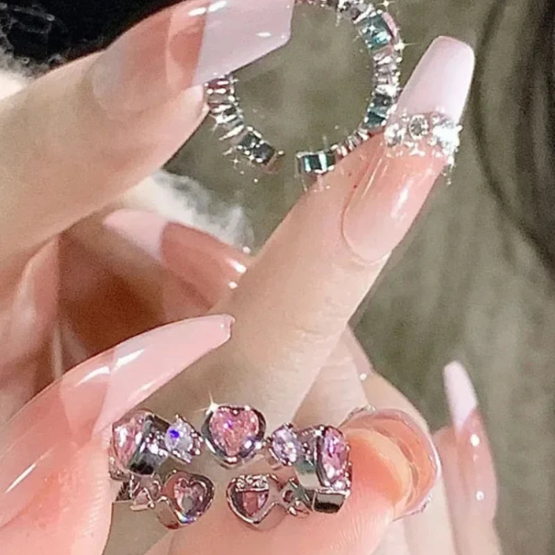 Pink Love Crystal Rings
