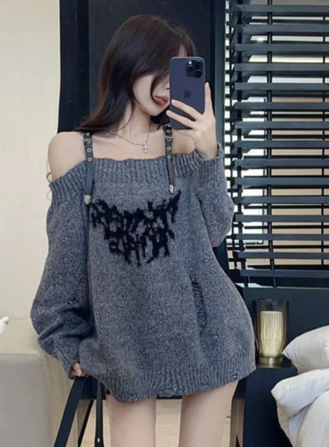 Shadow Straps Off-Shoulder Sweater