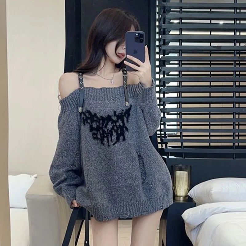Shadow Straps Off-Shoulder Sweater