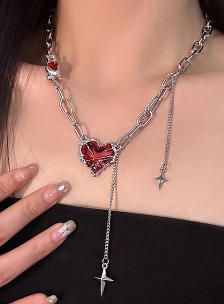 Crimson Shattered Heart Necklace
