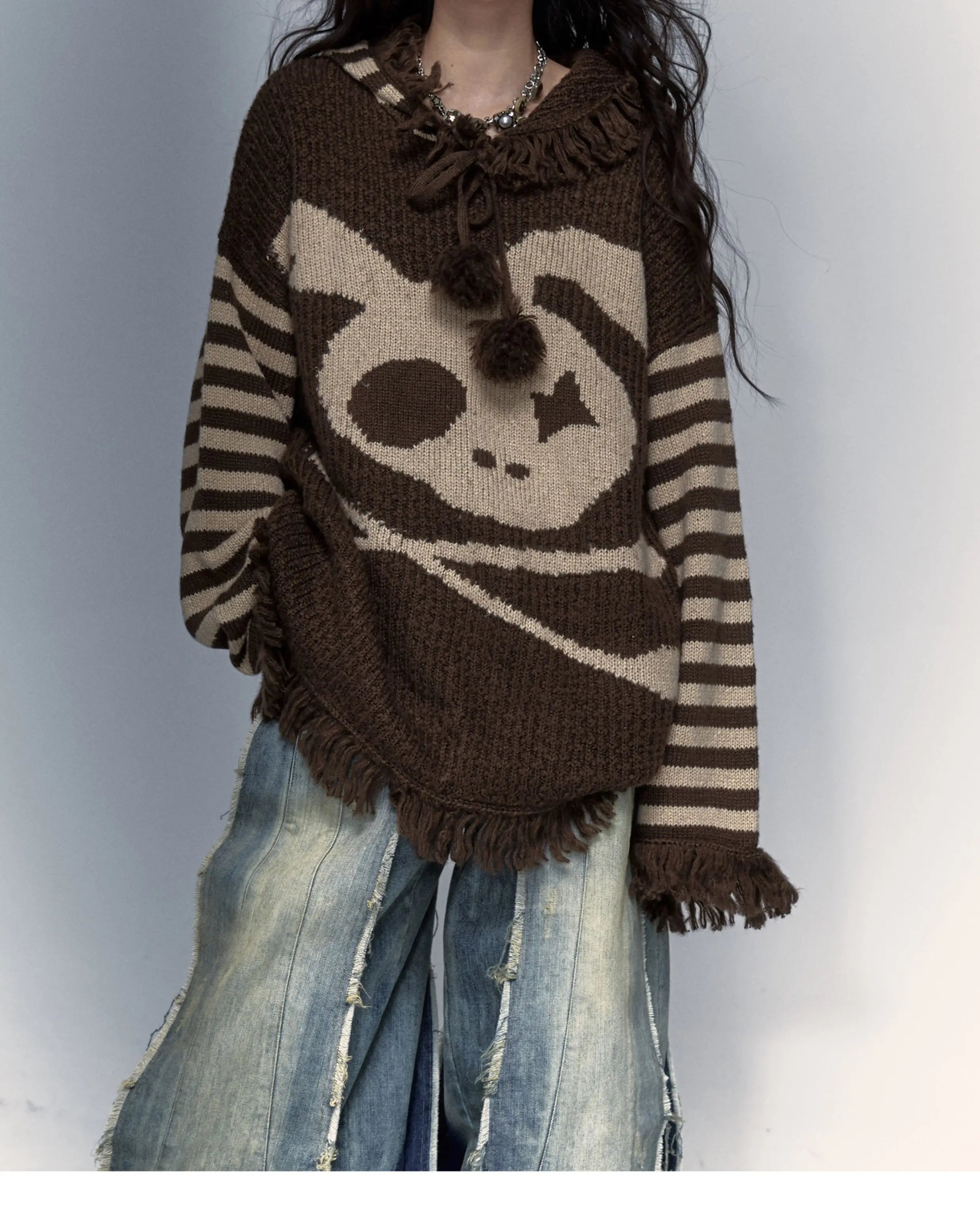 Panda Punk Fringed Sweater