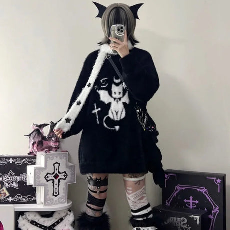 Gothic Demon Oversized Sweater