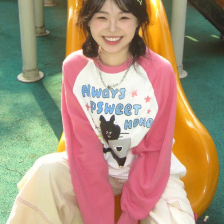 Cozy Gamer Cat Raglan Sweatshirt