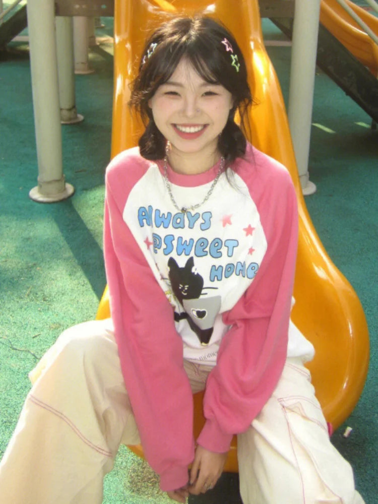 Cozy Gamer Cat Raglan Sweatshirt