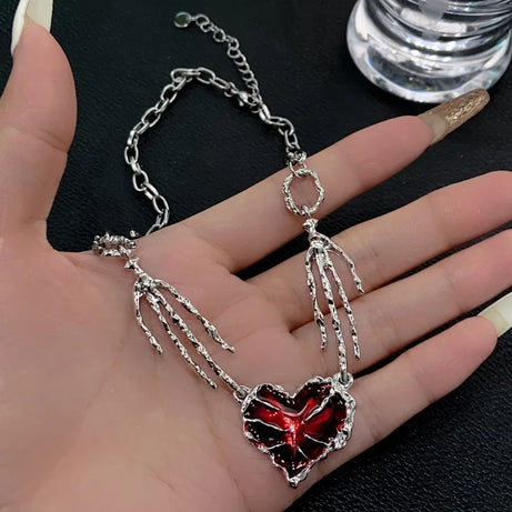 Crimson Shattered Heart Necklace