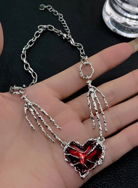 Crimson Shattered Heart Necklace
