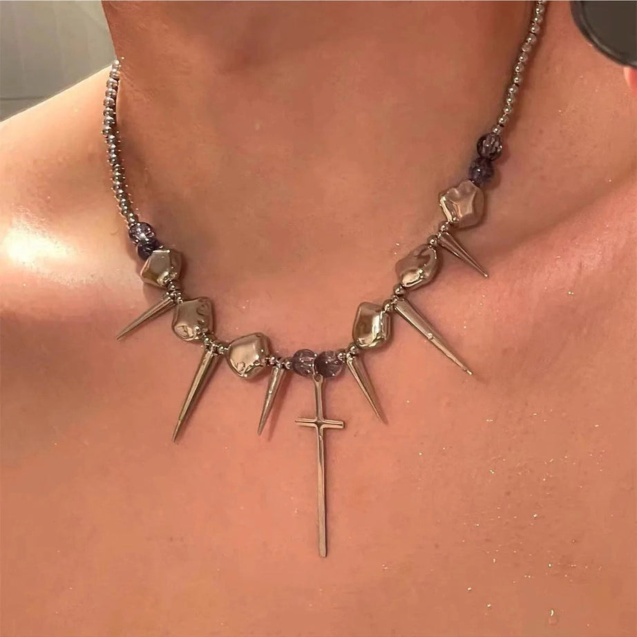 Spiked Heart Chain Choker