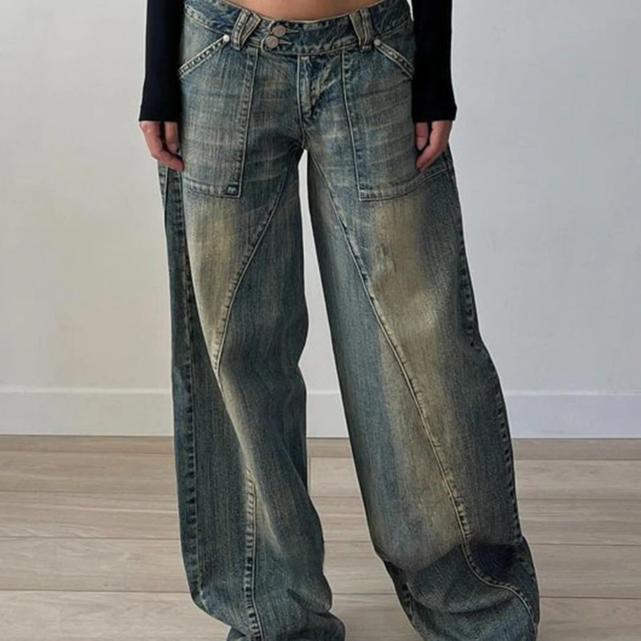 Y2k vintage tvättade baggy jeans