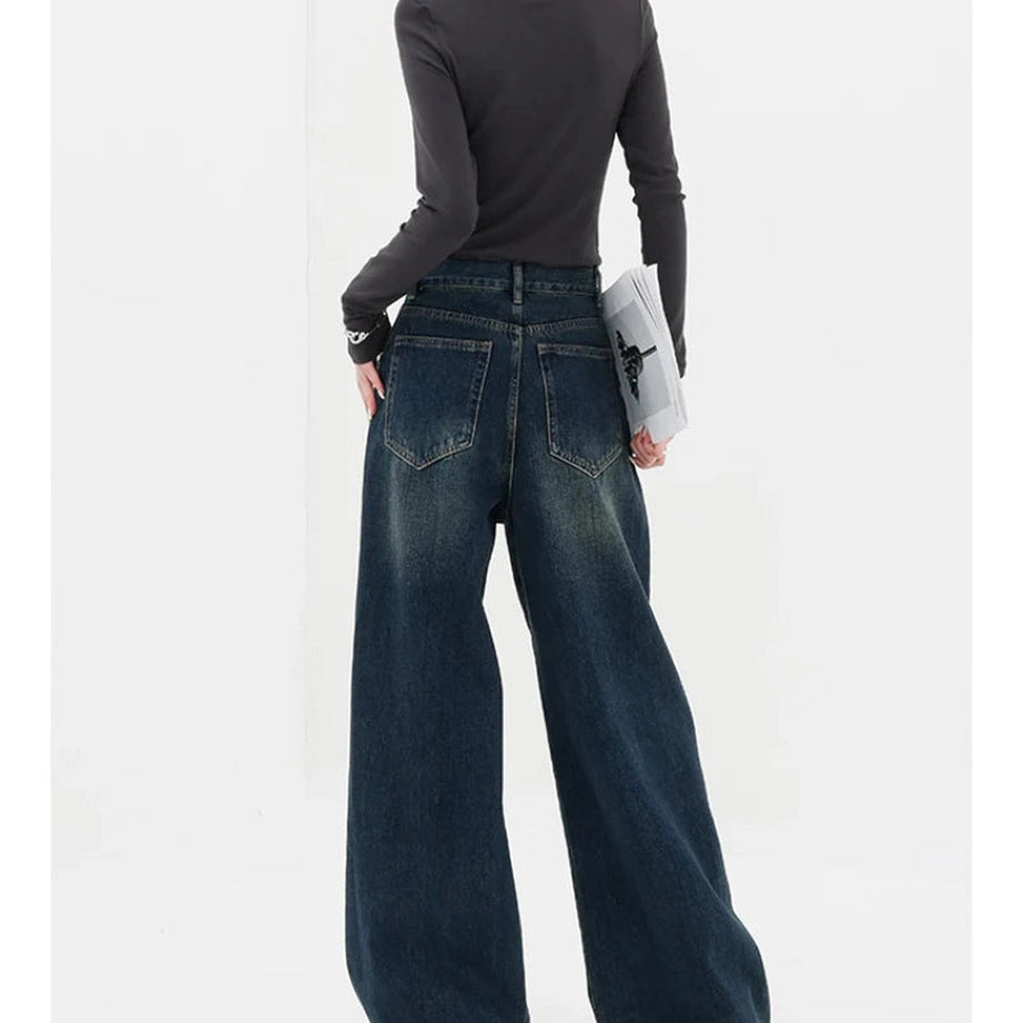 Oversized Dark Wash Wide-Leg Jeans