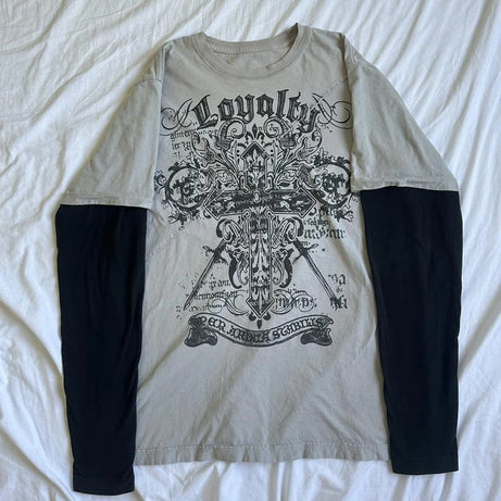 Loyalty Gothic Cross Layered T-Shirt