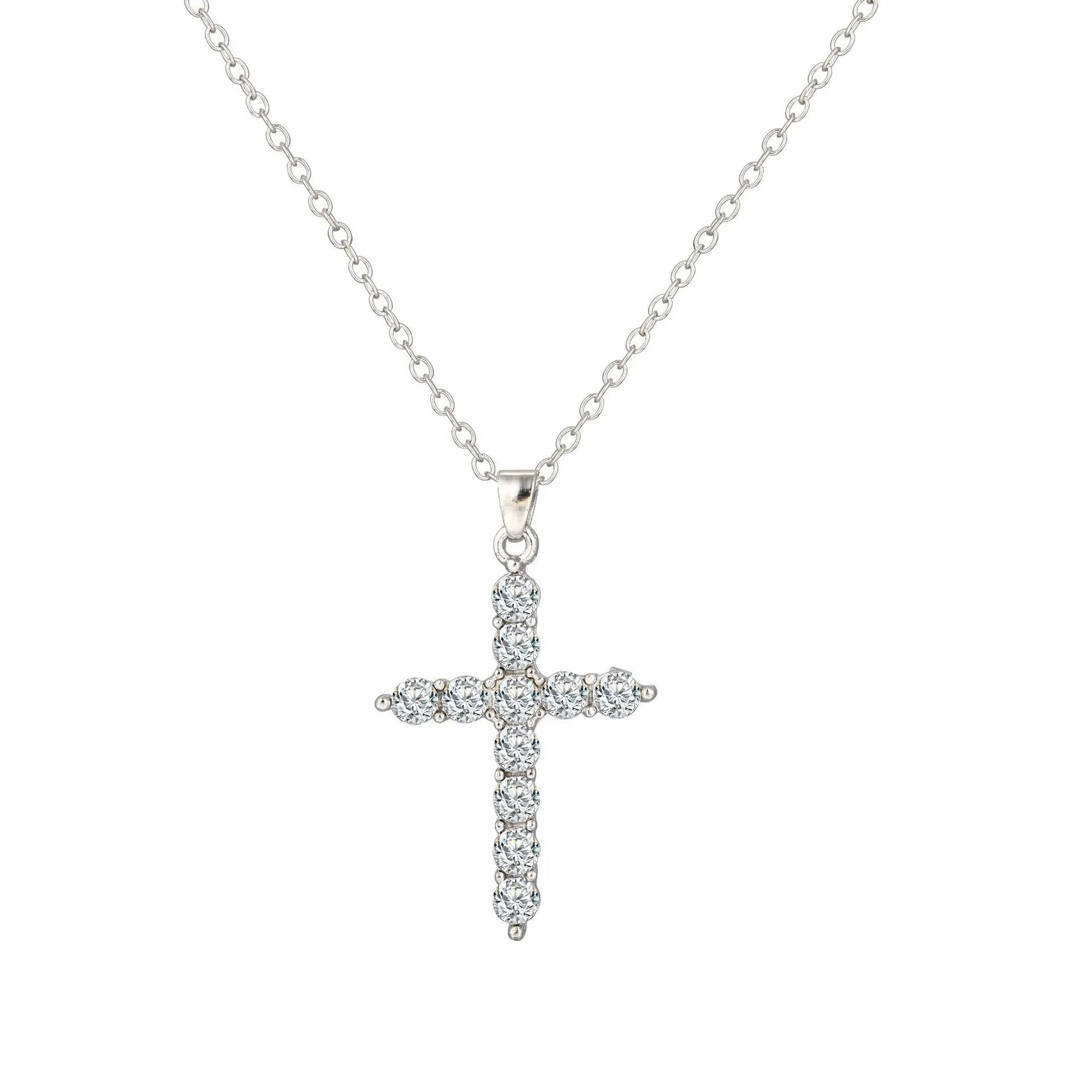 Crystal Rose Gothic Cross Necklace