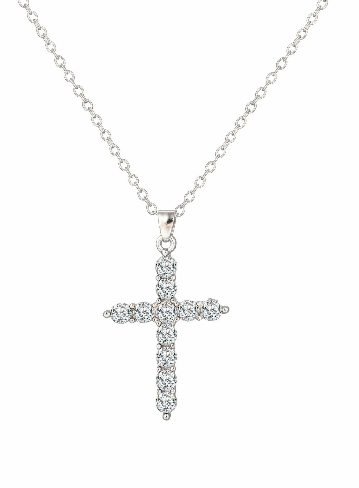 Crystal Rose Gothic Cross Necklace
