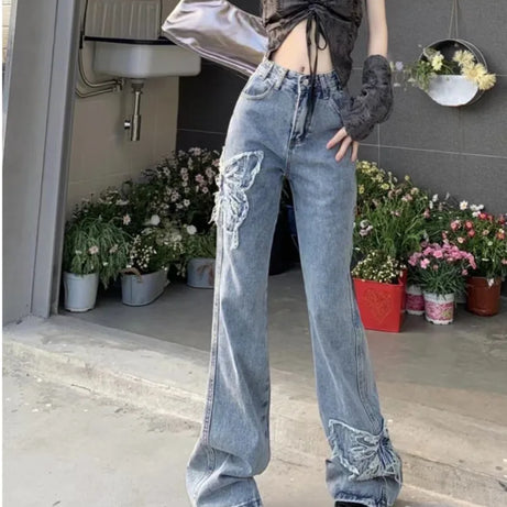 Denim Butterfly Patch Jeans